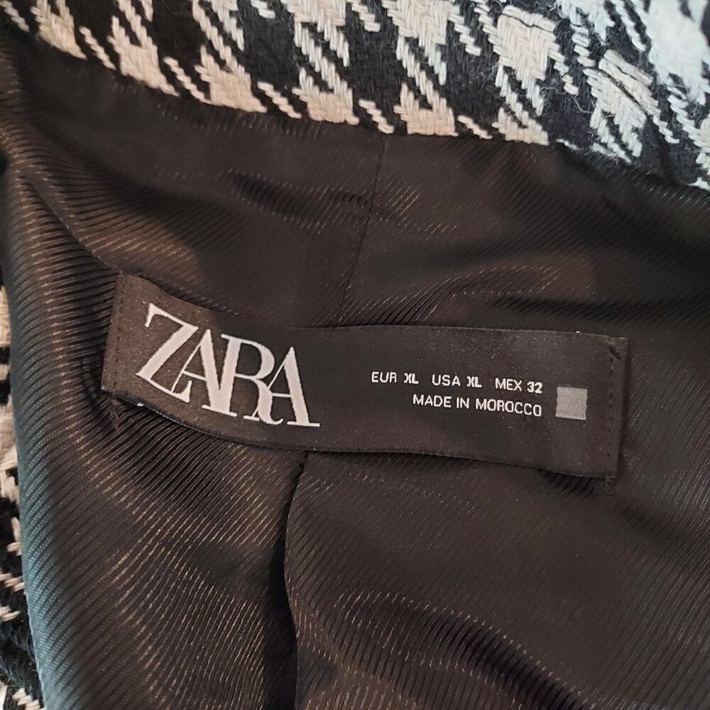 Zara Black & White Houndstooth Double Breasted Blazer Size XL NWOT - Picture 11 of 14